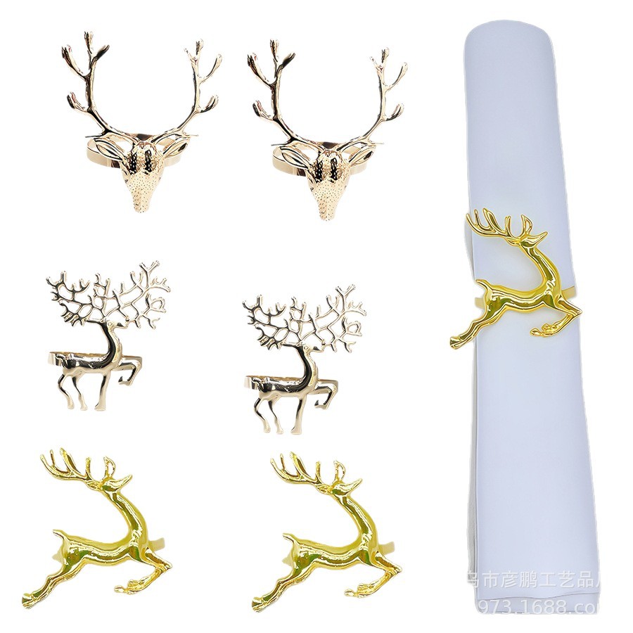 Cross-border Christmas reindeer napkin ring Hotel Festival Dinner fixed buckle Alloy napkin ring Christmas series Tissue paper buckle Item Picture