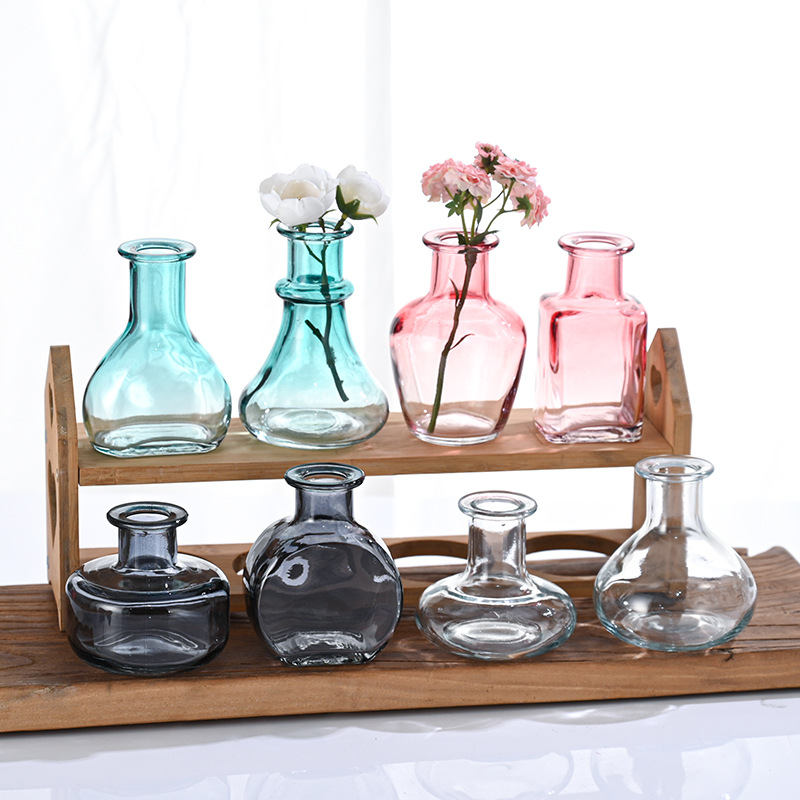New colored glass vases, ins small-mouth mini hydroponic flower arrangers, Amazon Home creative decorative items wholesale details Picture