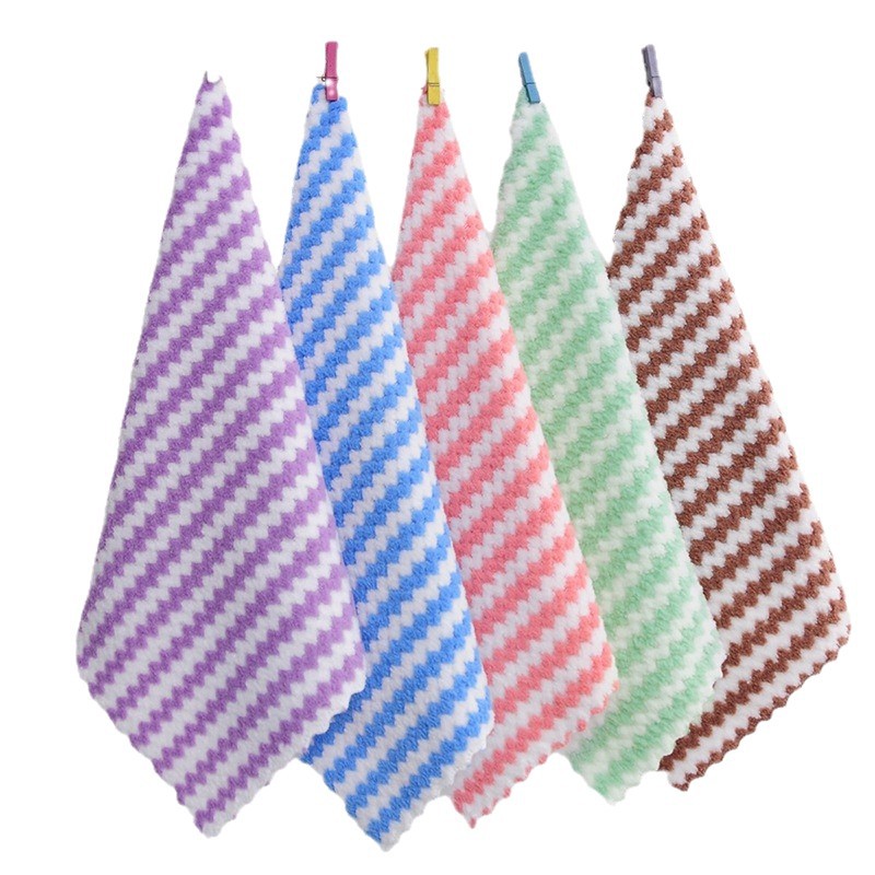 珊瑚绒毛巾方巾30.30打卡方巾一卡五条方巾厨房抹布多功能清洁布白底实物图