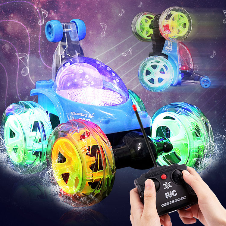 Large rolling stunt car, Douyin of the same style, dump car, charging remote control car, light and music car, children's toy car