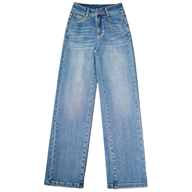 Factory direct sales of new winter bestsellers: light blue flocked jeans, narrow straight-leg pants for petite women, floor-length pants Item Picture