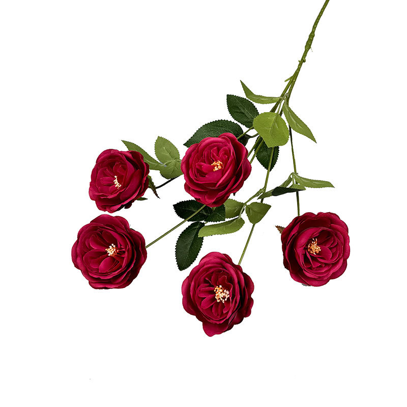 仿真花DIY发饰配件/假花/5朵塑膠花/仿真花/假花批发白底实物图