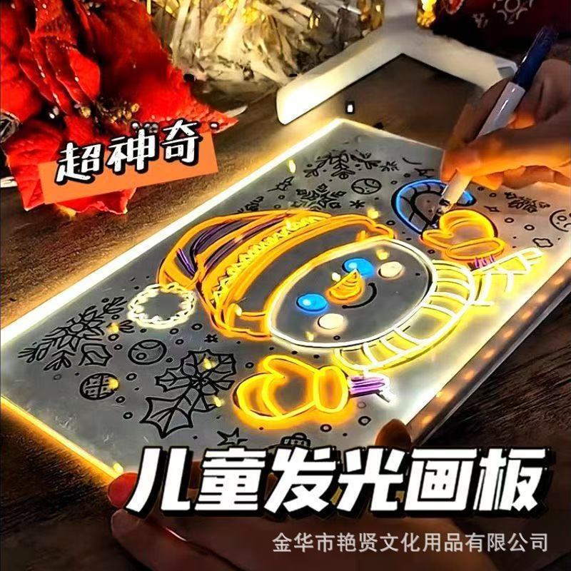 Cross-border diy children's painting illuminated drawing board, erasable blackboard, night market stall advertising board, acrylic painting board Specification image