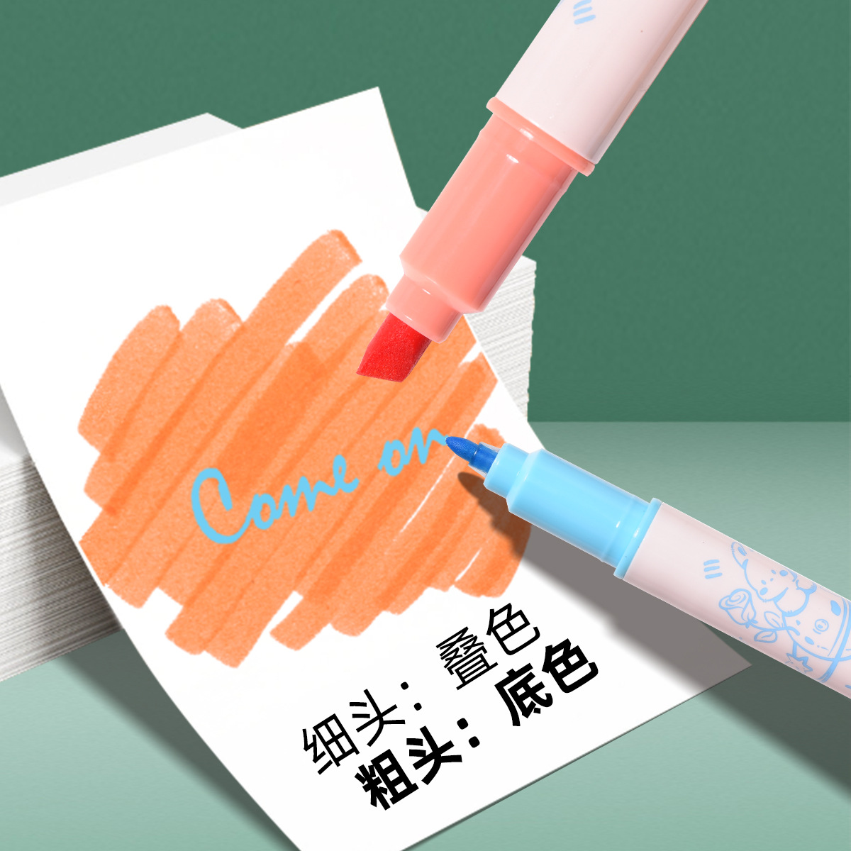 Tianfeng 239A multi-color double-headed highlighter pen, key point marking pen, note-taking and journal-making pen, multi-color highlighter pen details Picture