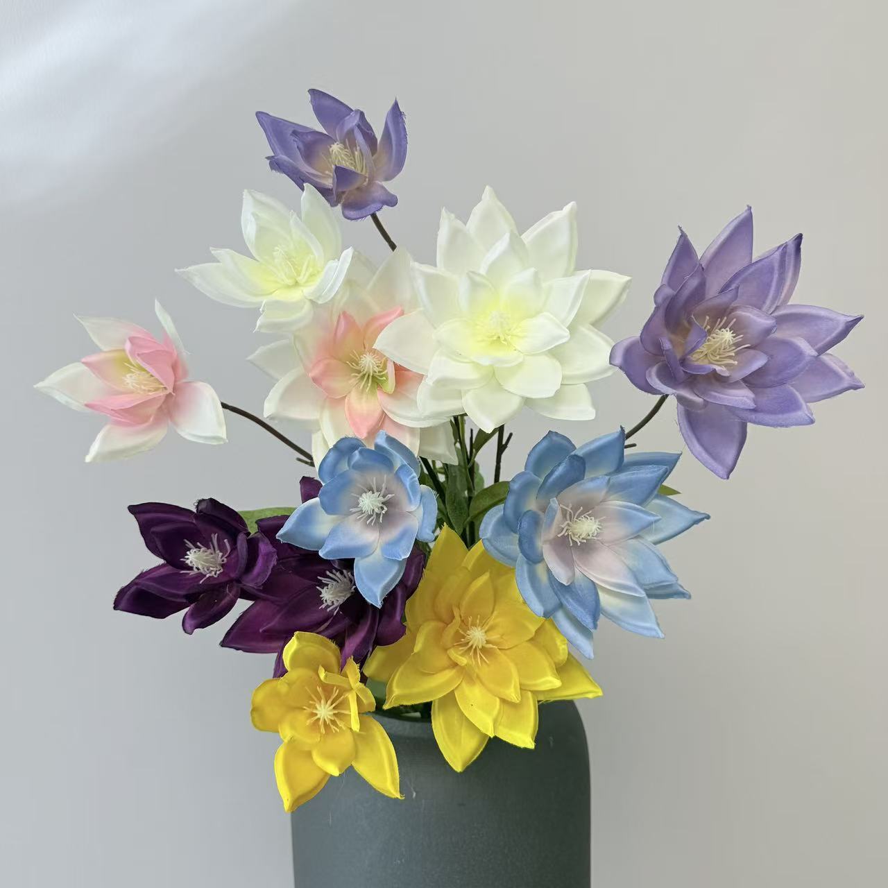 新品2头仿真大丽花莲花仿真花婚礼堂吊顶路引家居摆件婚庆假花