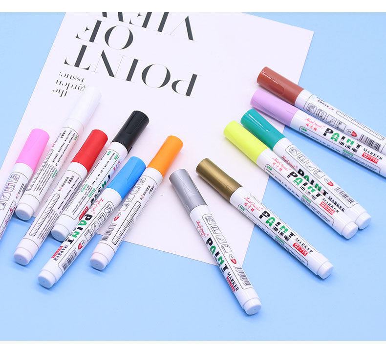 Customized multi-color graffiti paint pens, tire touch-up pens, touch-up and modification, white marker pens, oil-based LOGO labeling details Picture