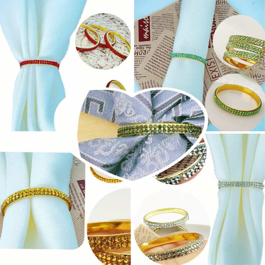 New cross-border water diamond metal napkin ring, hotel napkin buckle, table setting rim cloth ring, wedding exquisite napkin ring details Picture