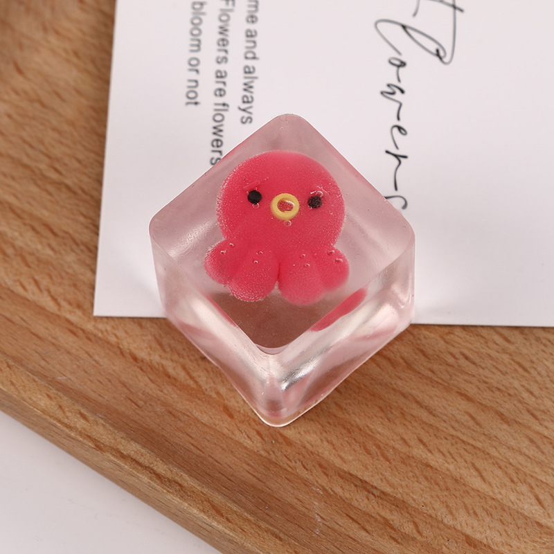 Fruit Animal Series red little octopus plastic stress-relieving toy Cartoon ice cube Kneading Fun Stress-relieving toy
