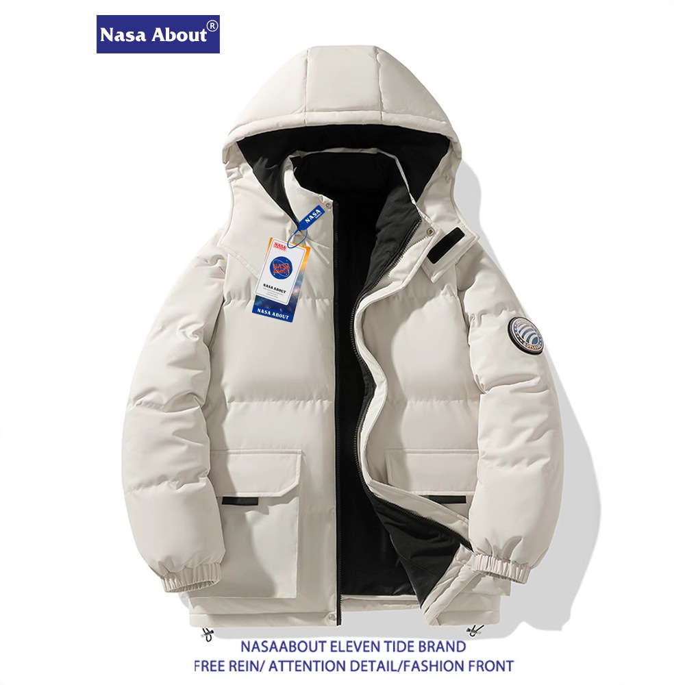 NASA羽绒棉服冬季男士新款潮加厚防风可拆卸连帽棉袄外套冬装棉衣
