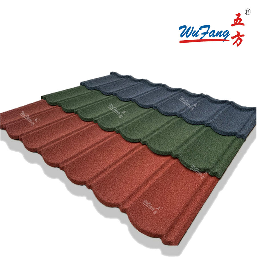 五方七波彩石金属瓦加厚仿古镀铝锌瓦隔热防水装饰氟碳新型屋面瓦白底实物图