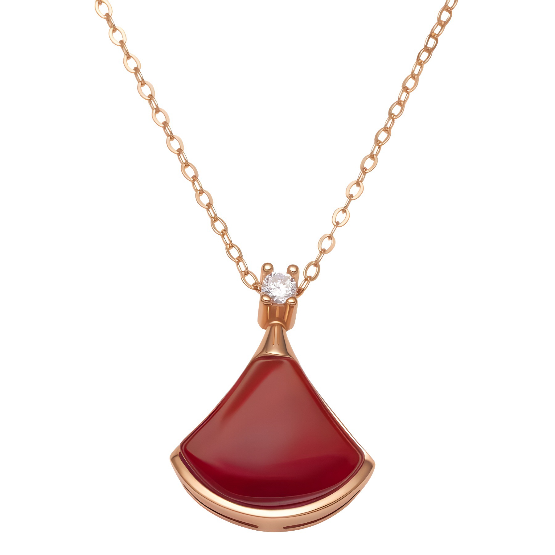 S925 silver little dress necklace, white shell red agate pendant, little dress necklace, women's counter gift, Qixi Festival present Item Picture
