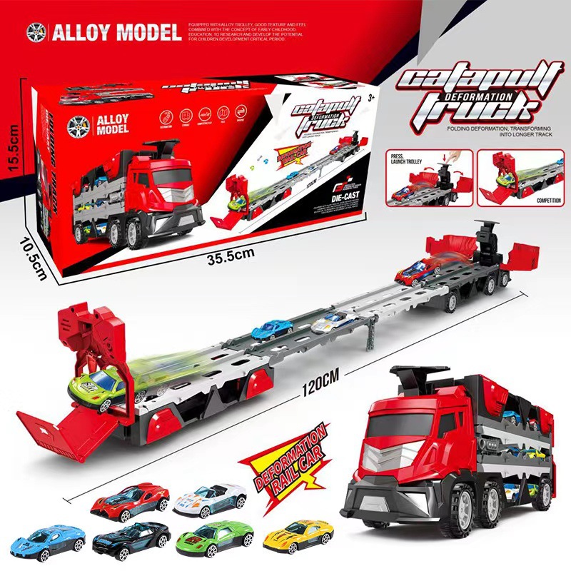 Cross-border children's toys Amazon electric Music catapult track car Boy sliding set car