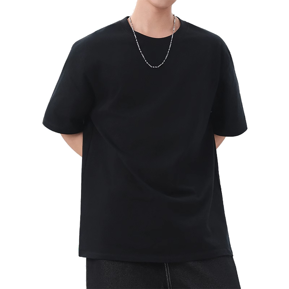 Short-sleeved men's T-shirt, summer pure cotton thin men's wear, 2025 new solid color loose round-neck half-sleeved men's base layer Item Picture