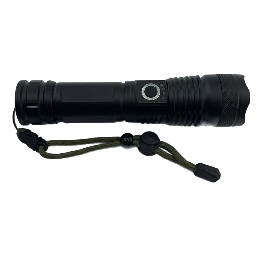 手电筒强光户外充电P50多功能战术手电便携应急白激光手电筒白底实物图