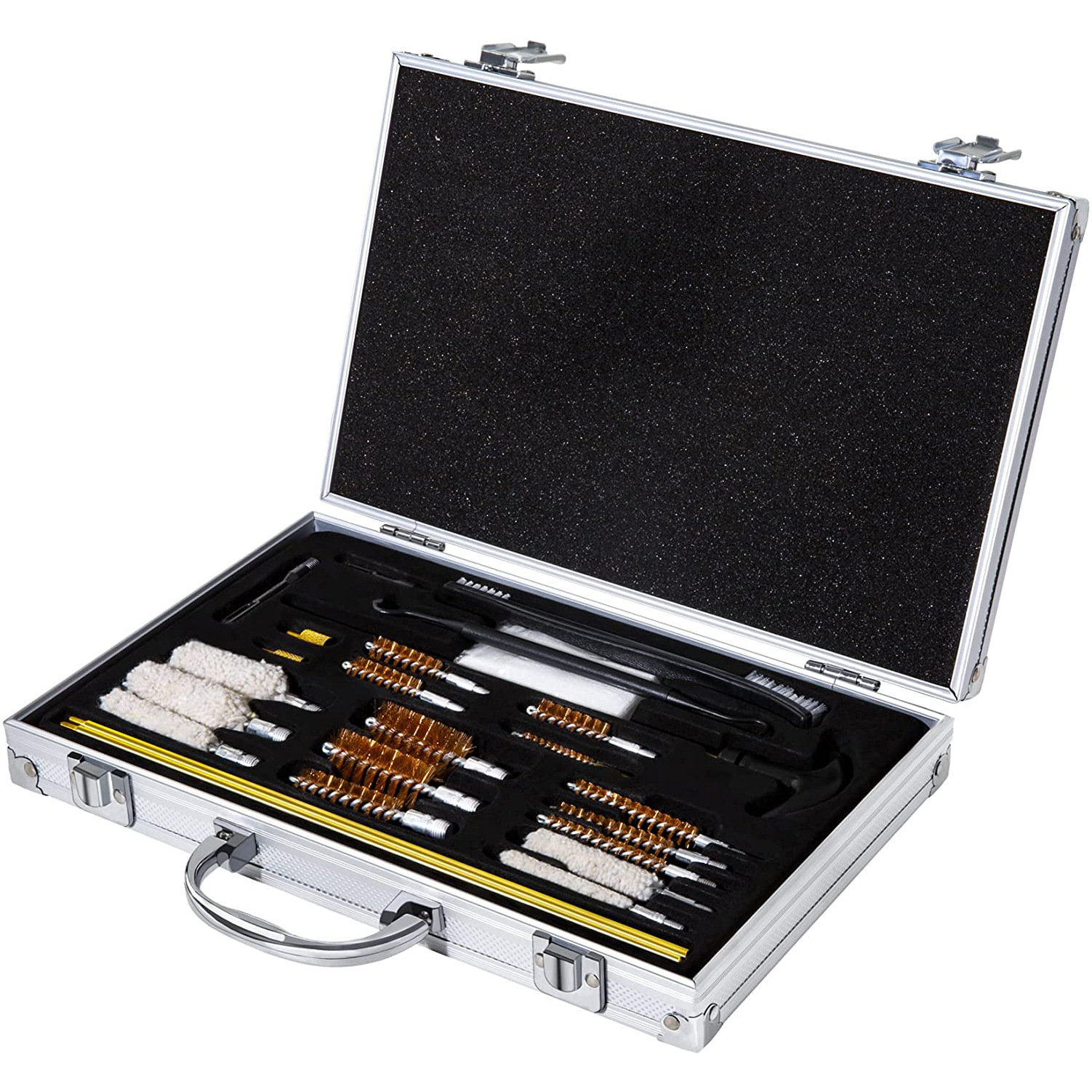 Jujian Cross-border 25-piece GK08 gun barrel brush, copper wire cotton brush, wooden box set, cleaning and gun cleaning tools, aluminum box gun brush full figure