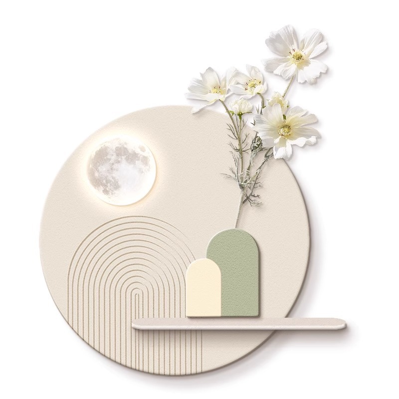 Cream-style restaurant decorative painting, three-dimensional flower arrangement, green plant real wall decoration, 2025 new style fresh and light dining room hanging painting Item Picture