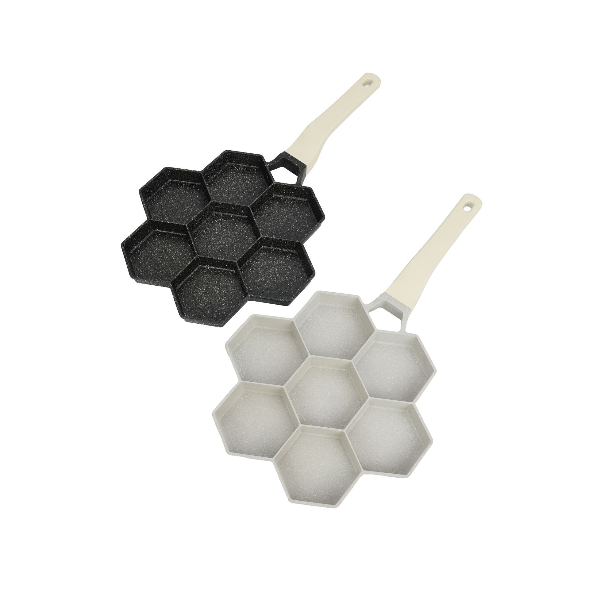 Hexagonal grid frying pan, stainless steel frying pan, three-layer steel frying pan, flat pan for egg frying, kitchenware, iron plate for grilling and baking Item Picture