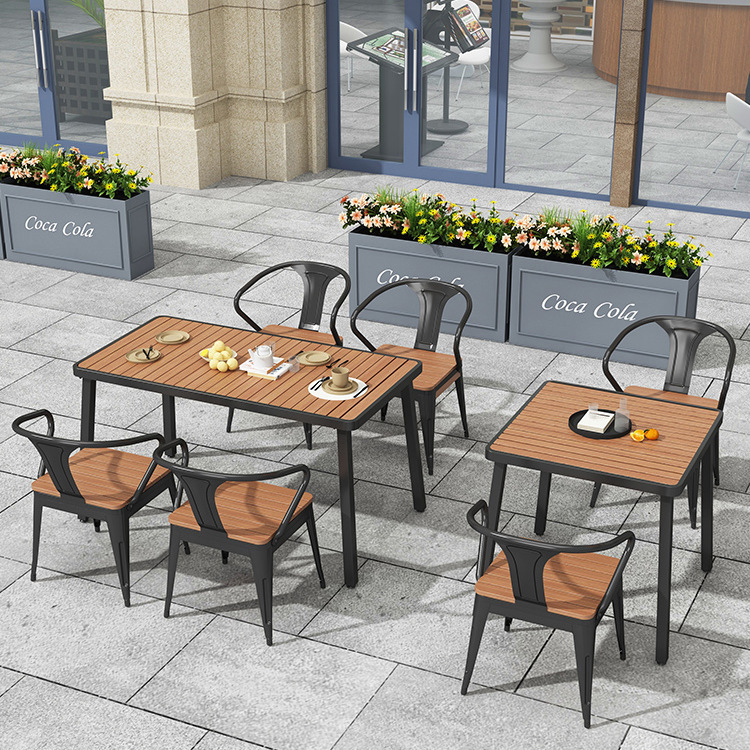 现代简约户外桌椅组合咖啡店露天阳台铁艺桌子别墅休闲商用小餐桌