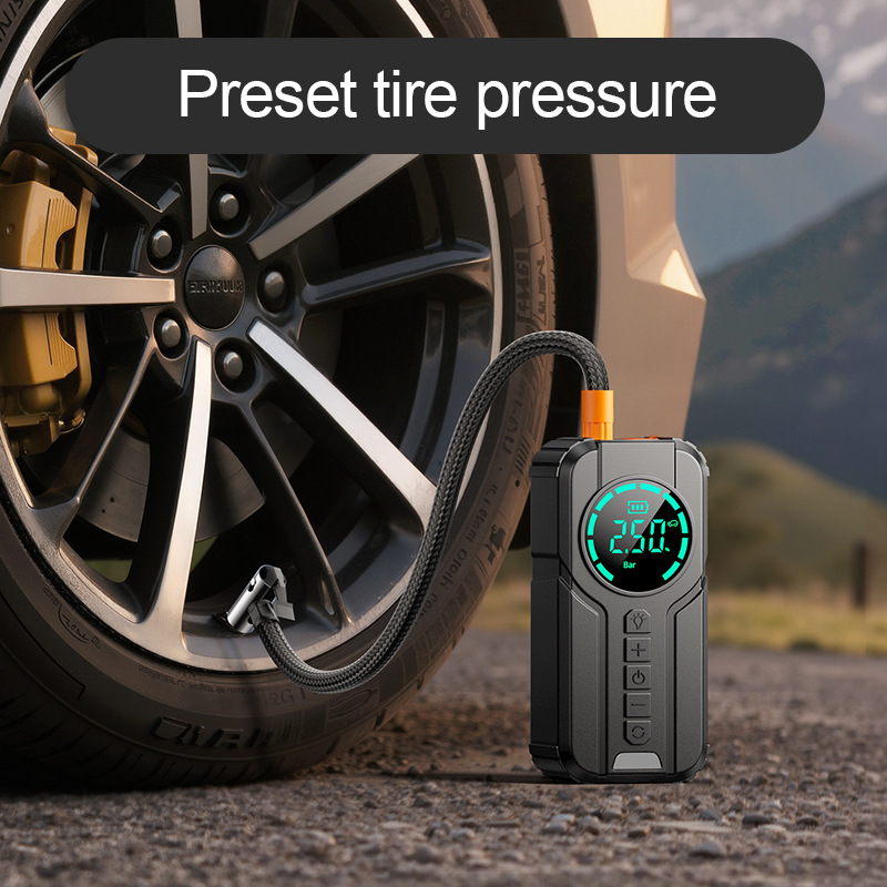 Car emergency start power supply jump-start box car air pump all-in-one machine, battery strong start wireless air pump Specification image