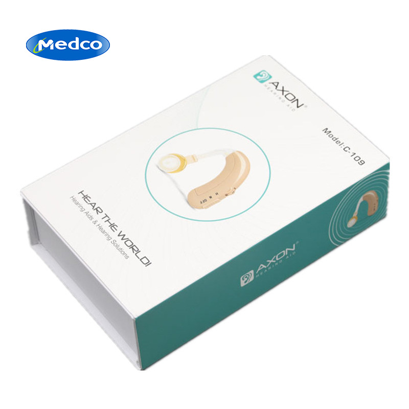 Cross-border exclusive supply C-109 hearing aid, back-ear rechargeable sound amplifier, flesh-colored English packaging hearing aid