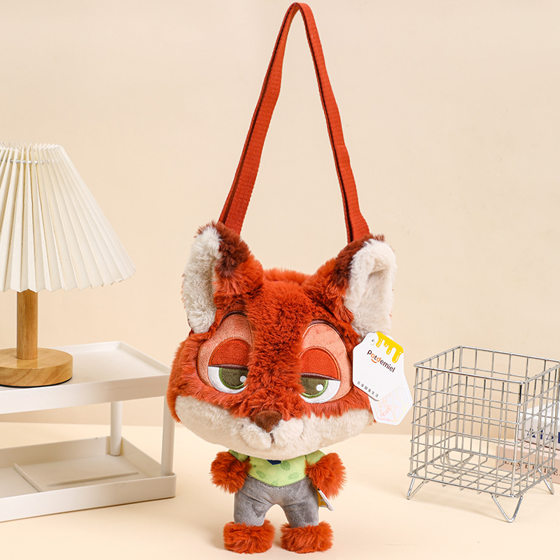 Disney officially authorized Zootopia Judy Nick cute face plush crossbody doll large capacity single-shoulder bag Specification image