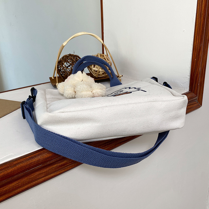 Cross-Border Cartoon Small Canvas Bag, Cute Cartoon Bear Rabbit, Ins Girl Student Shopping Bag, Storage, Fashionable Crossbody Small Cloth Bag, Canvas Bag, Handbag, Simple Canvas Bag Specification drawing