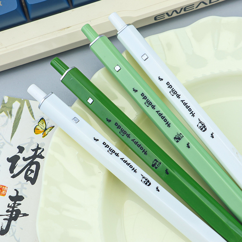 Panda Square Pen New Chinese-style national treasure gel pen, student exam practice quick drying Black gel pen 0.5 details Picture