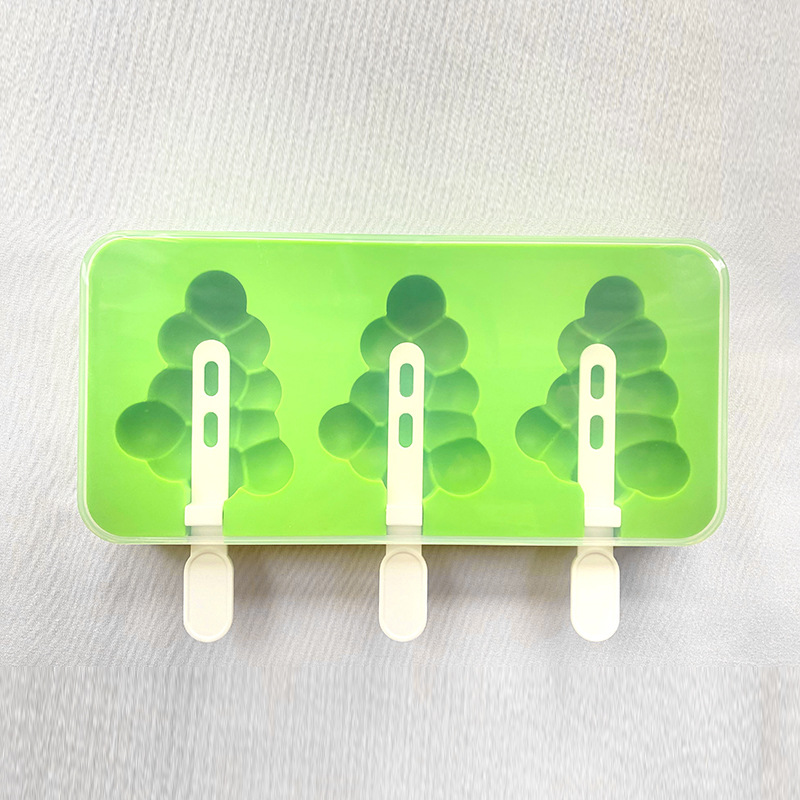 Green multi-fruit silicone ice cream mold, ice cream stick, ice cube tray, ice cream mold, high leg stainless steel silicone mold, ice cream stick, macaron color Application Scenario