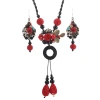 Retro ethnic style, new court-style earrings, alloy cinnabar Hanfu accessories, round face earrings, necklace Item Picture