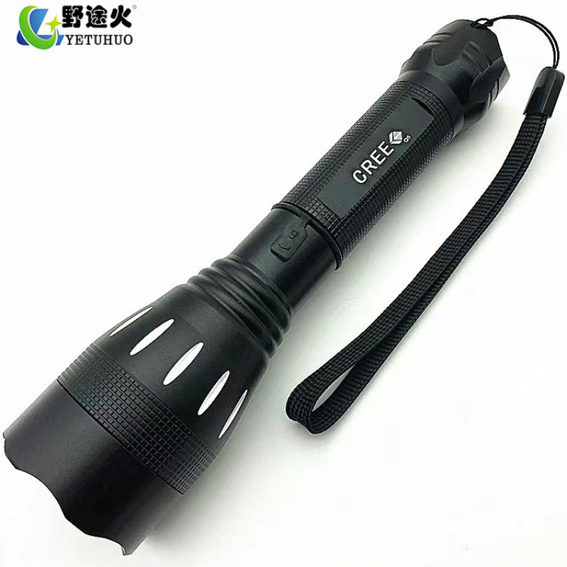 Free Logo Old Model Flashlight, Large Light Cup, Focused Aluminum Alloy Led High-Intensity Charging Lamp, Household Flashlight Specification drawing