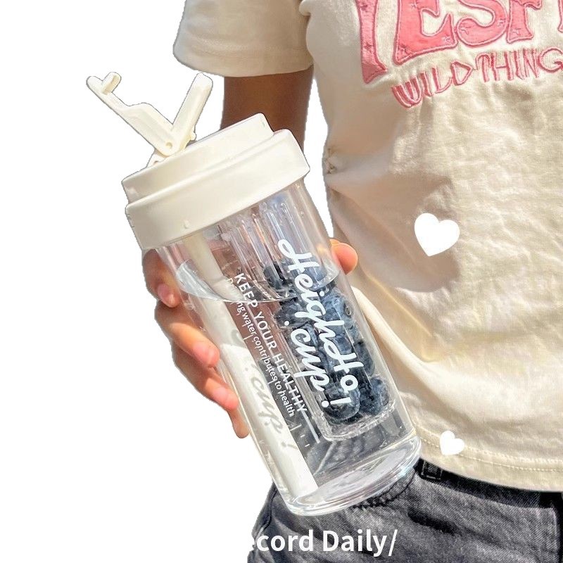 High appearance level high-temperature resistant water cup for girls, new straw cup, portable tea-water separation plastic water cup for male and female students Item Picture