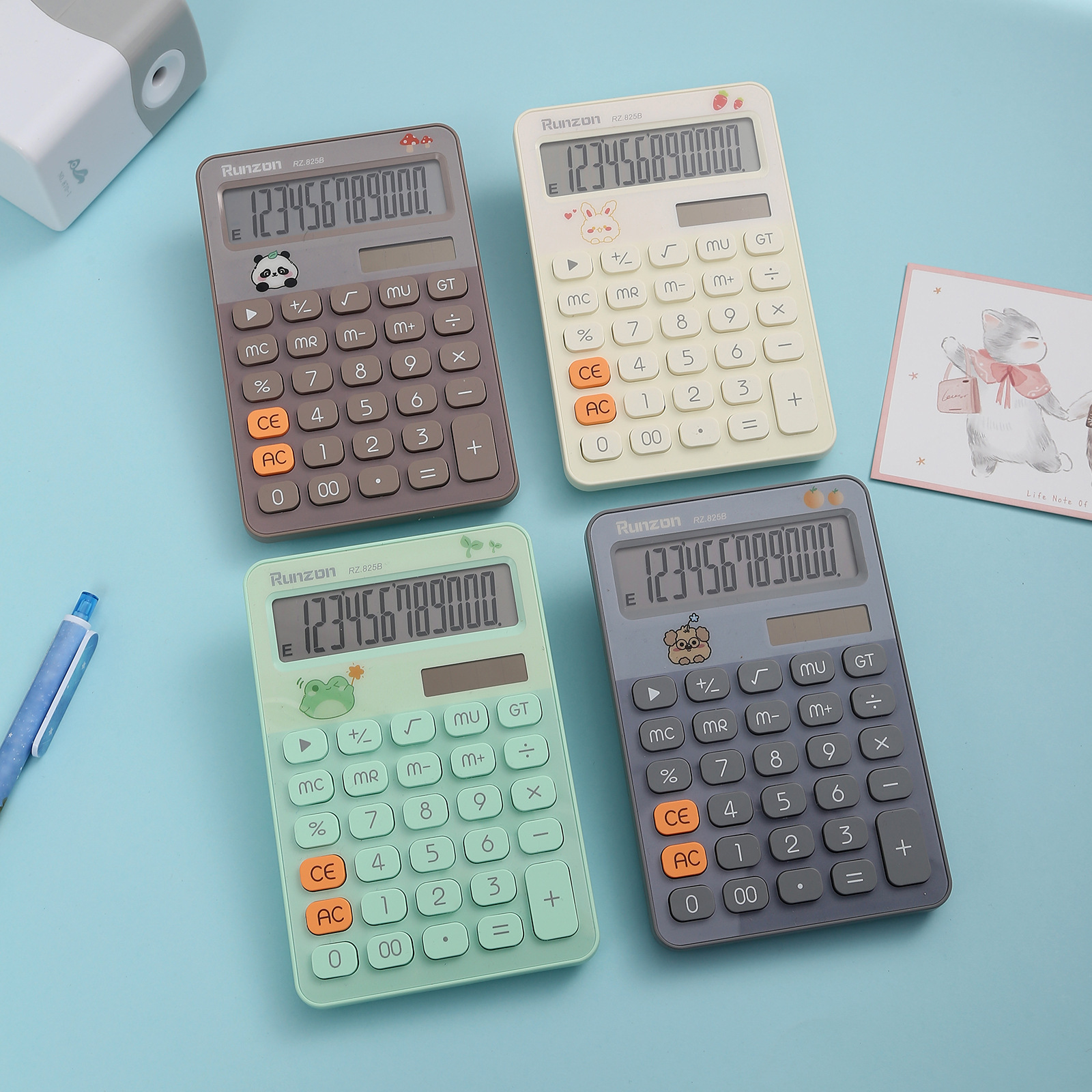 RZ-825B simple calculator, accounting and financial calculator, high appearance level, solar-powered office computing, UV mapping