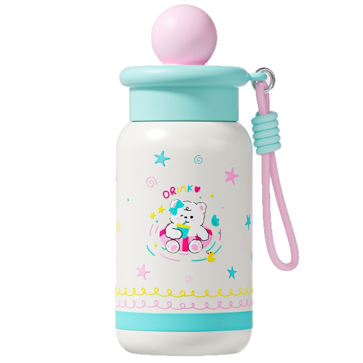 316保温杯女高颜值户外便携杯子大容量吸管杯学生儿童保温水杯壶白底实物图