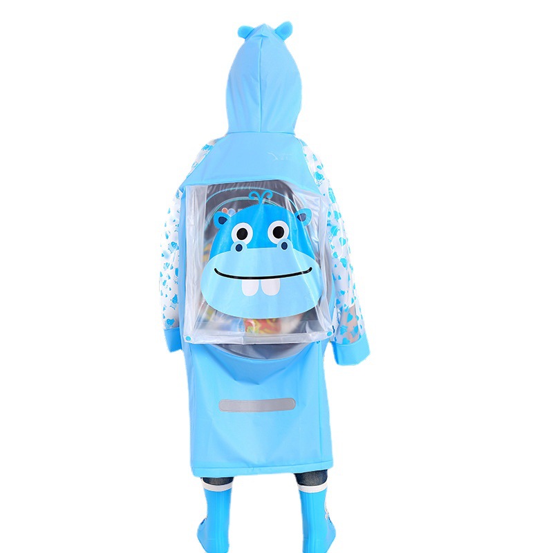 Mingjia Children's Raincoat Wholesale, Primary School Students' schoolbag Position Raincoat manufacturer, Children's raincoat with schoolbag position inflatable brim Item Picture
