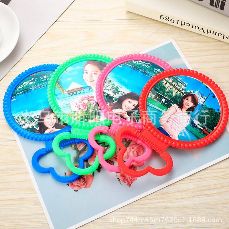 老式塑料圆镜191圆式梳妆镜台式圆镜可壁挂台镜折叠便携挂式镜子