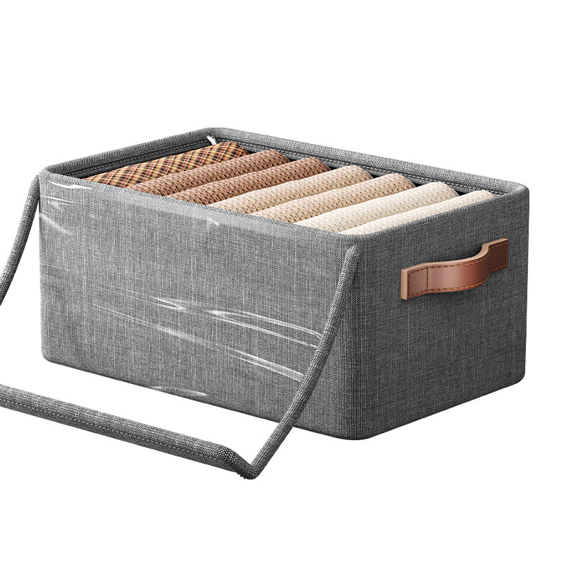 Storage box, wardrobe layering wonder, clothes and pants, home foldable cationic fabric, dormitory covered storage basket Item Picture