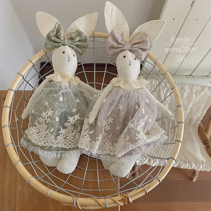 春季新款布艺手作兔兔玩偶甜美穿衣碎花蕾丝裙公仔儿童ins礼物女