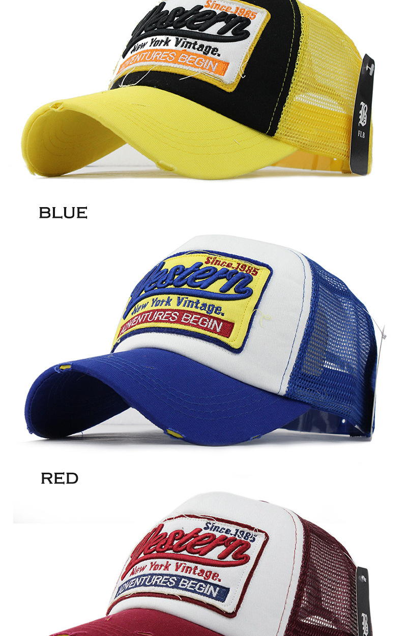 Wholesale of best-selling mesh breathable baseball caps, Western sunshade cotton fabric patch embroidered letter caps with large brims Item Picture
