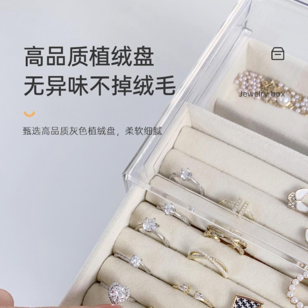 Multi-layer jewelry storage box, drawer-type, large-capacity anti-oxidation, earrings, rings, necklaces, bracelets and jewelry boxes details Picture