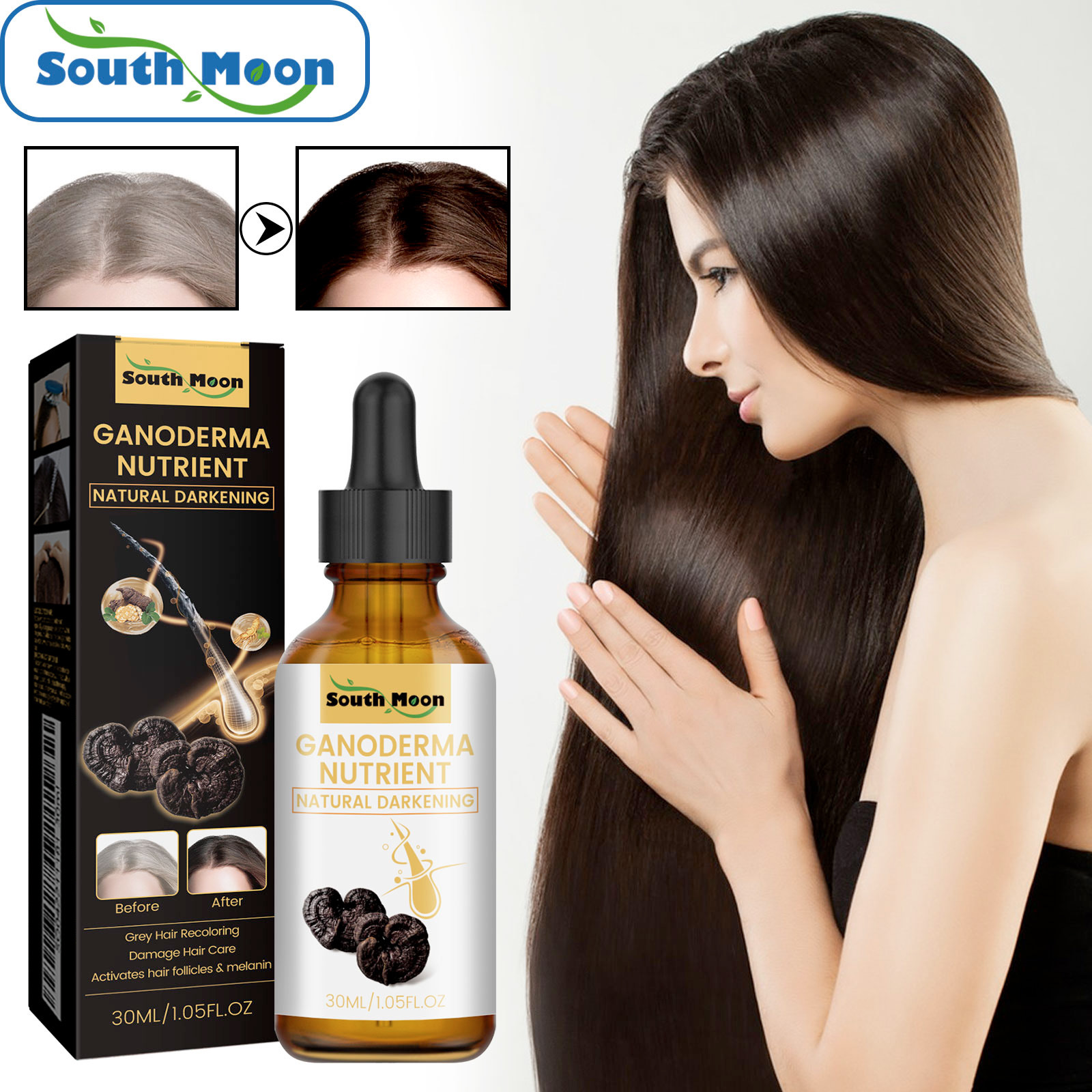 South Moon 黑灵芝乌发液 滋润头发养发护发护理按摩精华液