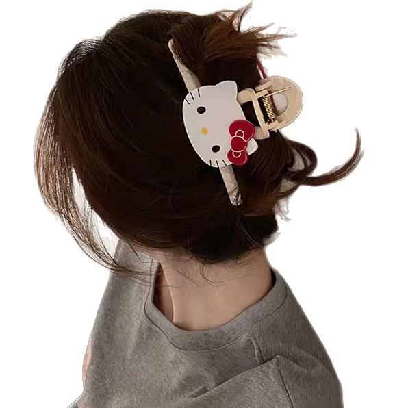 2025 New Kitty cat cute and sweet grabber for women, a niche and high-end look, shark hairpin at the back of the head Item Picture