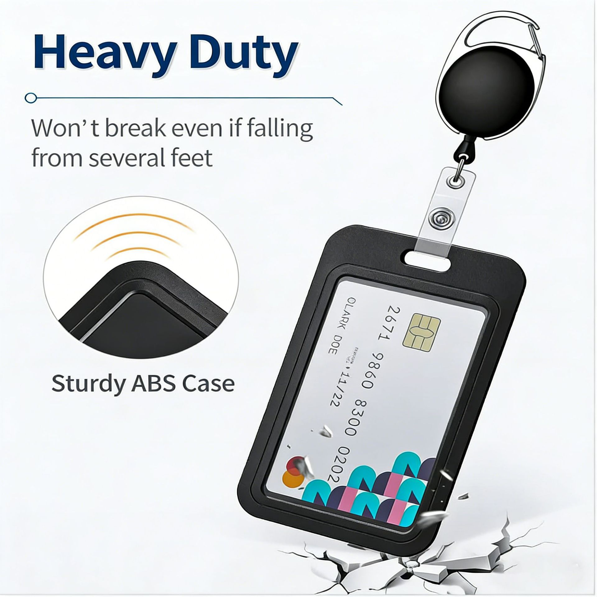 Wholesale of work ID card easy-pull buckle ABS card holder, UV-printed push-pull card, ID card, exhibition certificate lanyard, hard plastic card holder details Picture