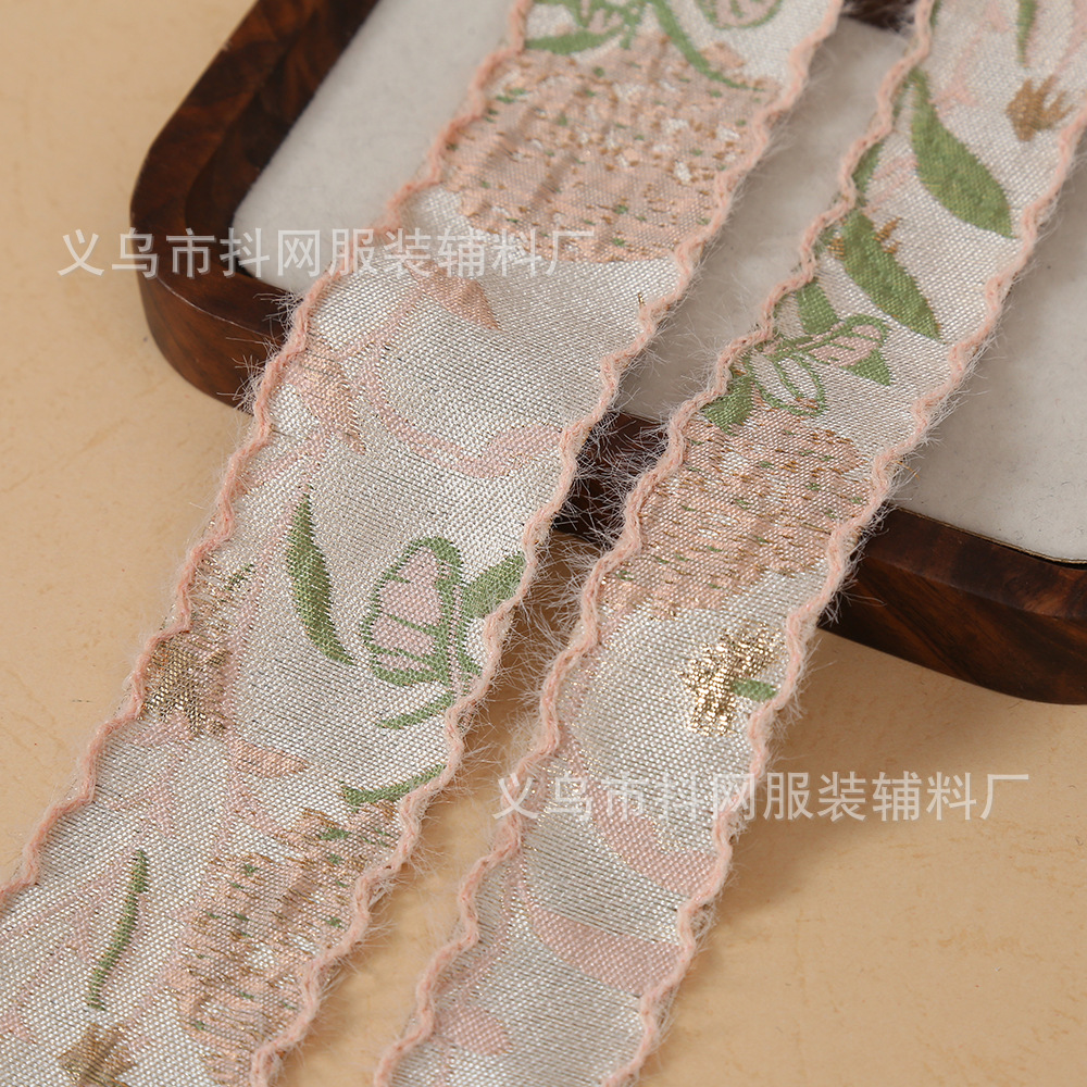 2.5 CM -4CM من أزهار مصنوعة من الذهب والفضة من حرير مطرز بقماش قوس قماش السوار Specification image