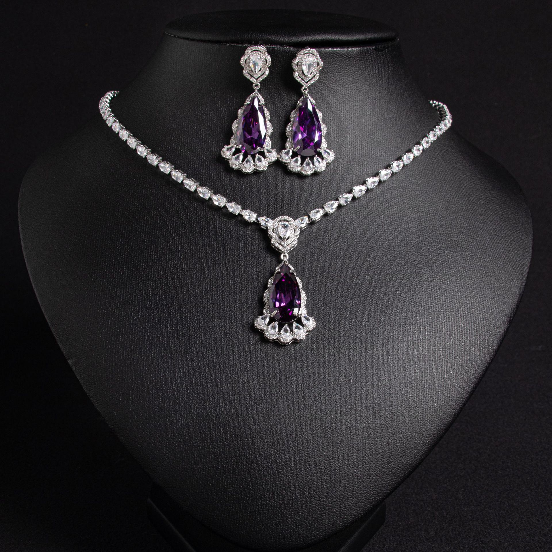Cross border jewelry set set ornamentos zircon gota de agua collar pendientes set set accesorios nupcial al por mayor LYTJ5586 getisa accesorios joyas joyas al por mayor banquete vestidos accesorios details Picture