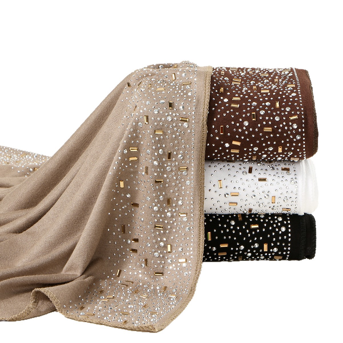 New best-selling irregular-shaped diamond ironing diamond versatile long scarf for women, Malay fashionable and elegant decorative headband, shawl and scarf Item Picture