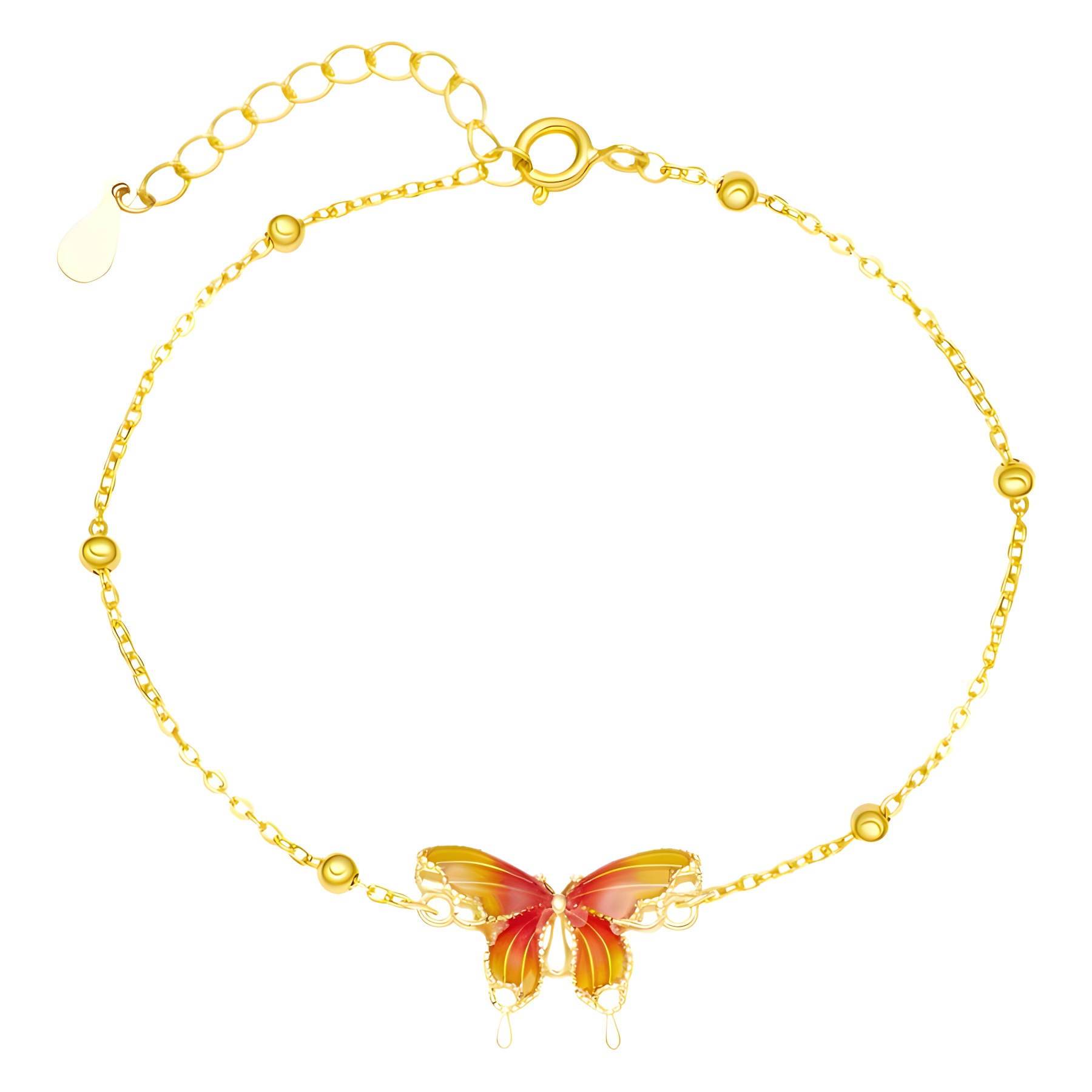 S925 silver-burned blue butterfly bracelet for women, traditional method epoxy resin pendant, retro Chinese trend style natural pearl jewelry Item Picture