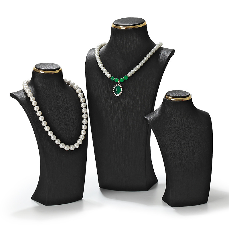 High-end portrait neck jewelry display stand, neck necklace, model prop, brushed leather counter pendant display rack Specification image