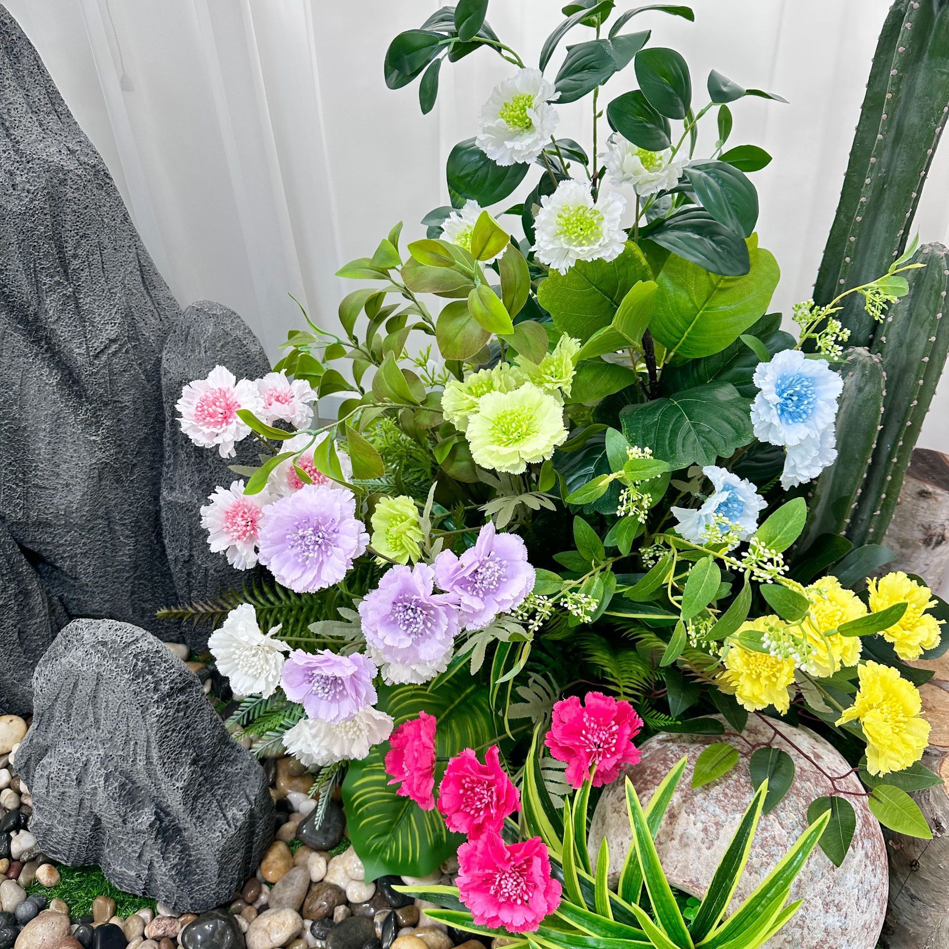 新款仿真风轮菊婚庆吊顶装饰花花排路引插花DIY布置现场绢花批发