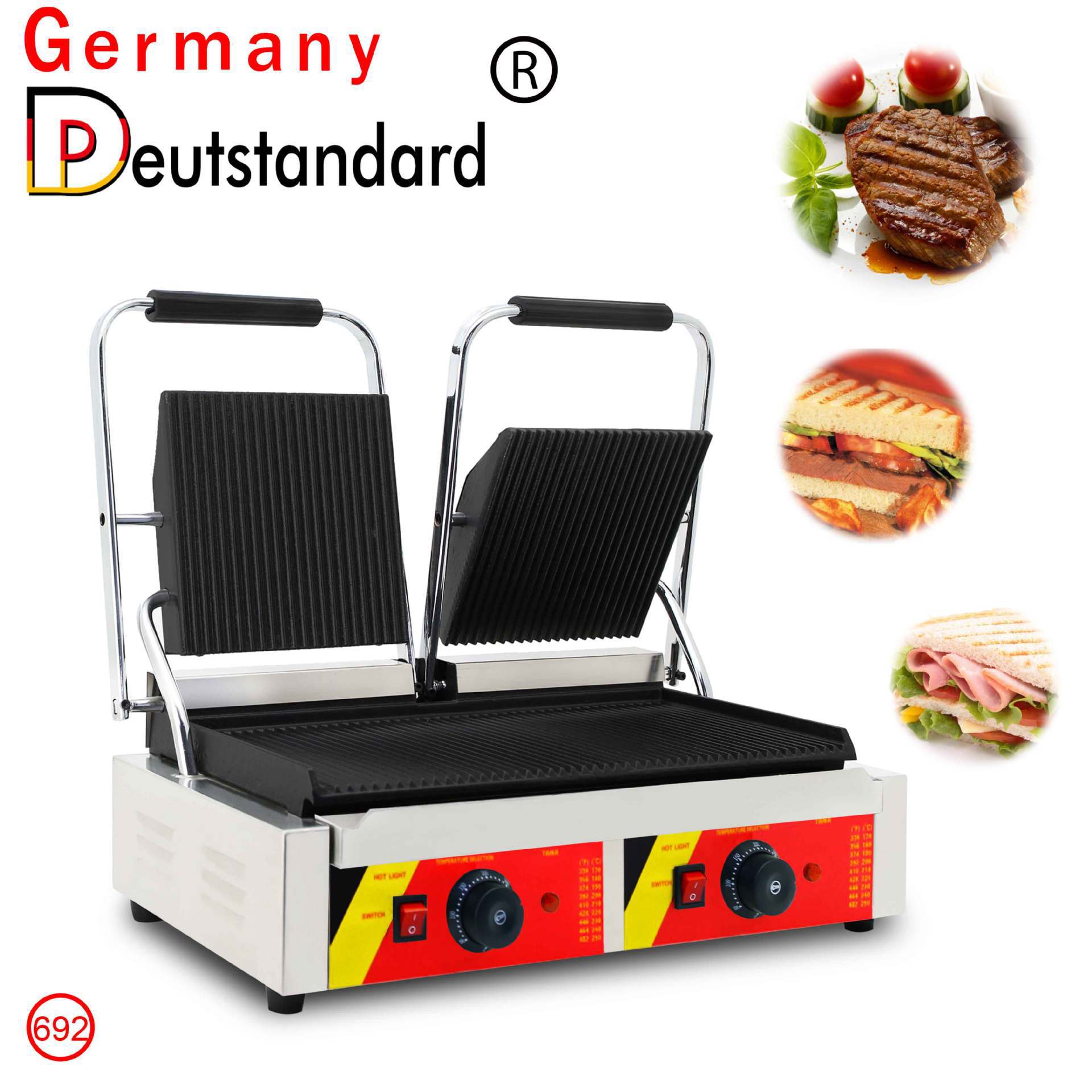 Commercial double-pressure plate griddle pancake machine with electric heating and multi-functional breakfast equipment details Picture
