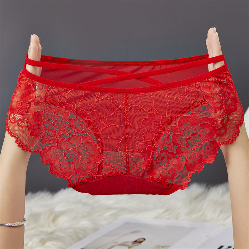 New fashionable and sexy women's lace underwear with cutout, comfortable, soft, breathable, low-waisted and high-elastic underwear for women 17577 Specification image